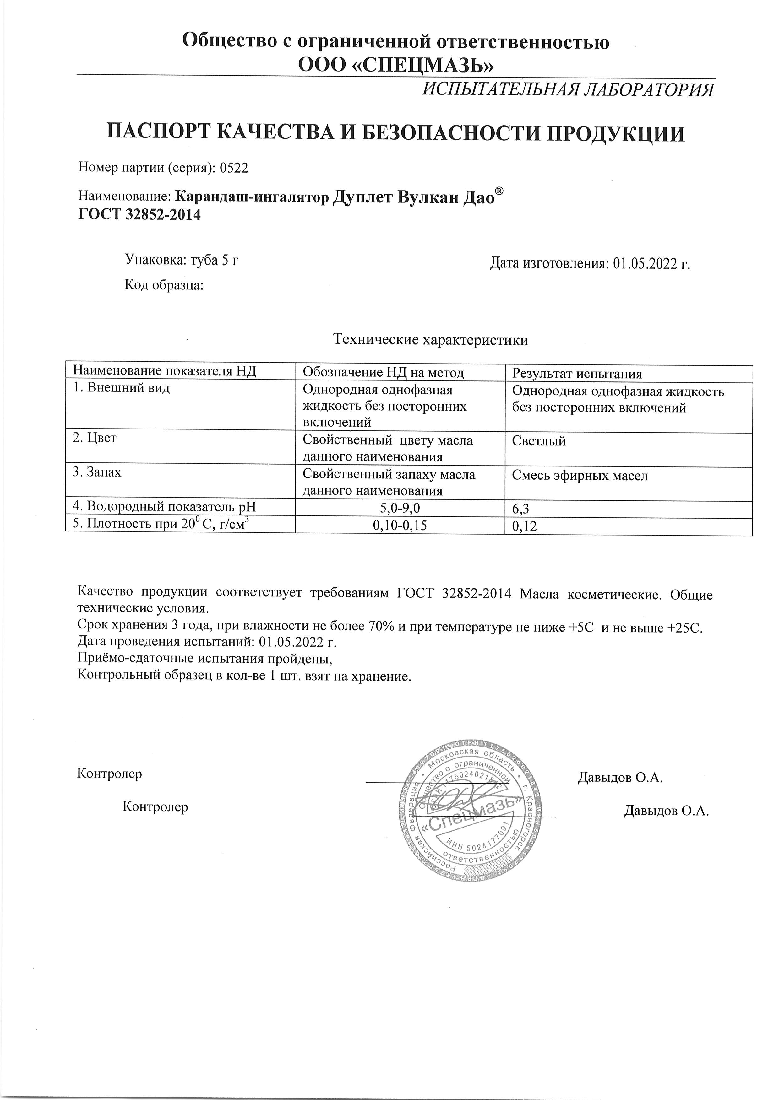 Паспорт №052022